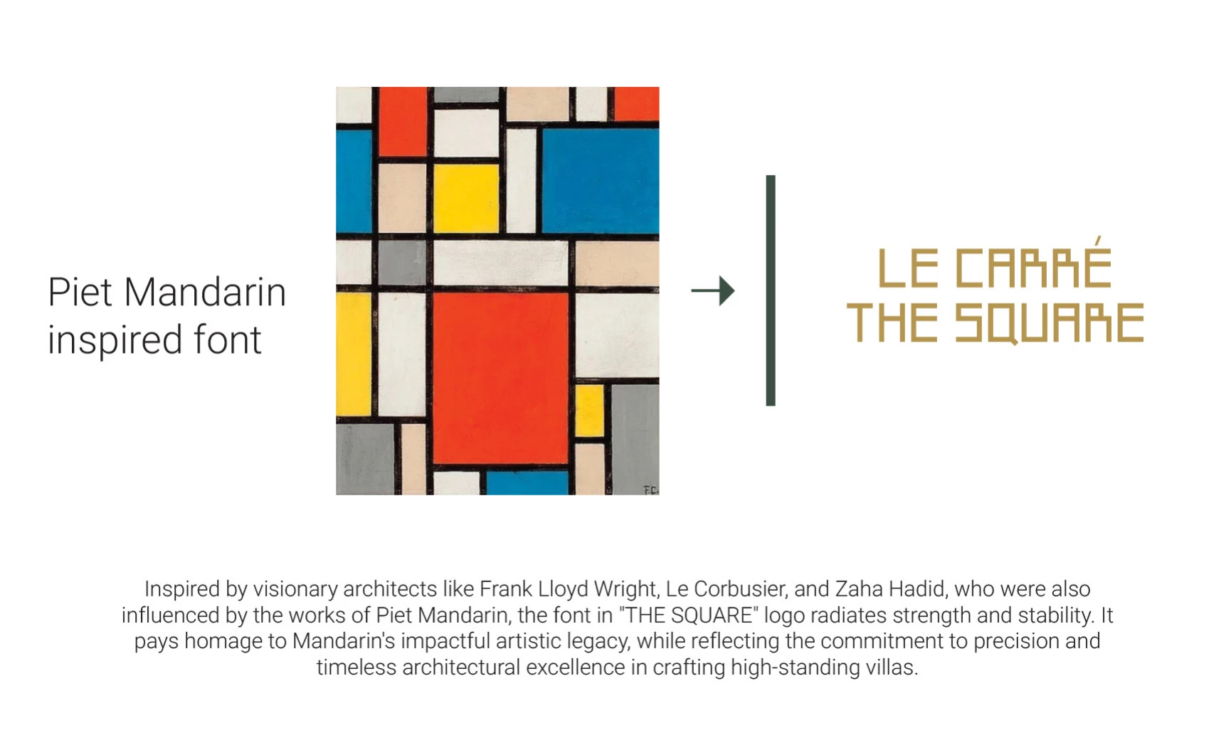 Mondrian-inspired grid becoming The Square lettering.