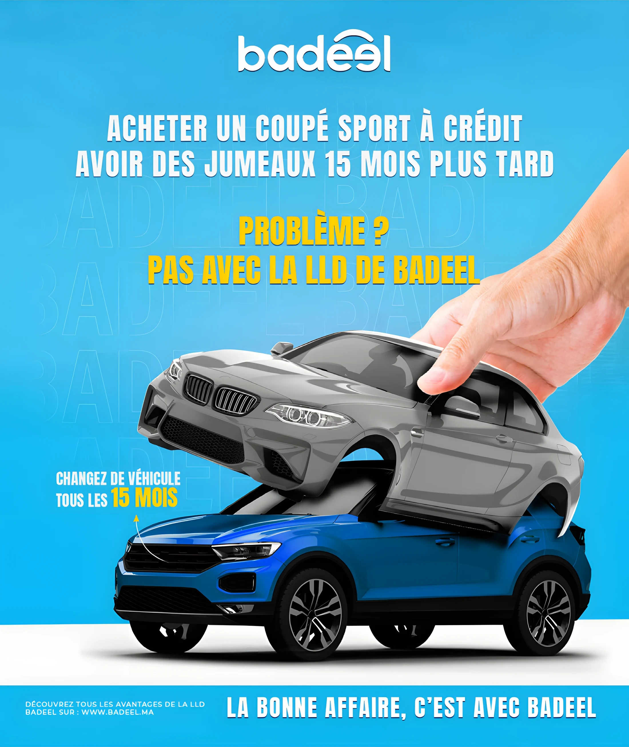 Badeel car lease advertisement.