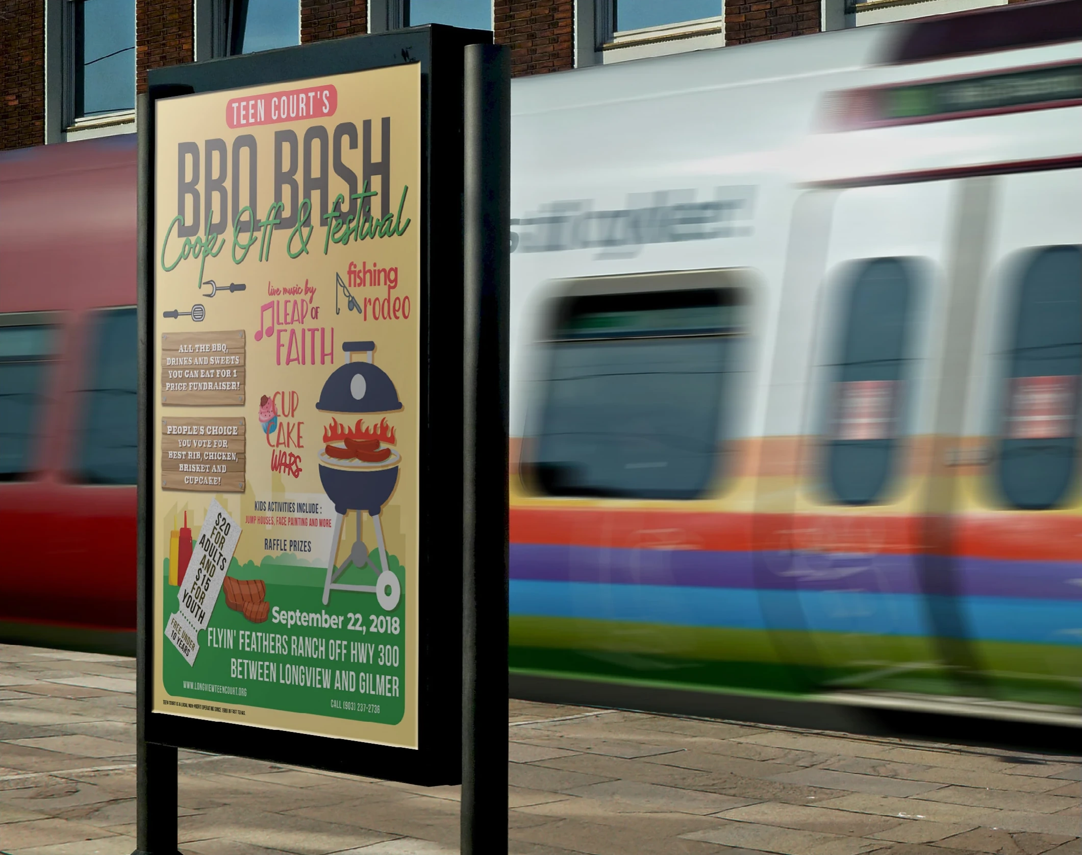 BBQ Bash poster in a street billboard mock-up.