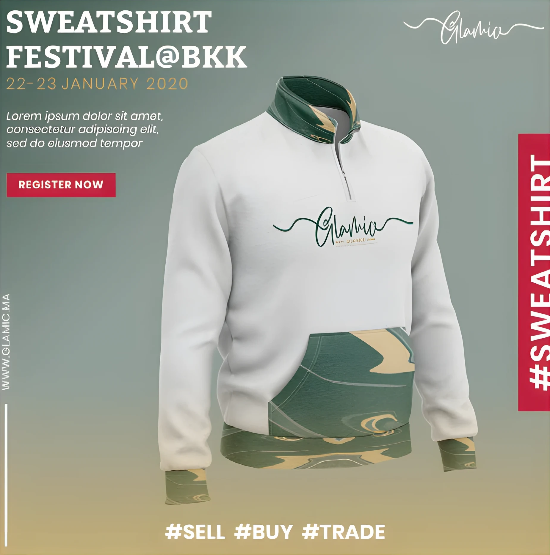 Glamic sweatshirt festival post.