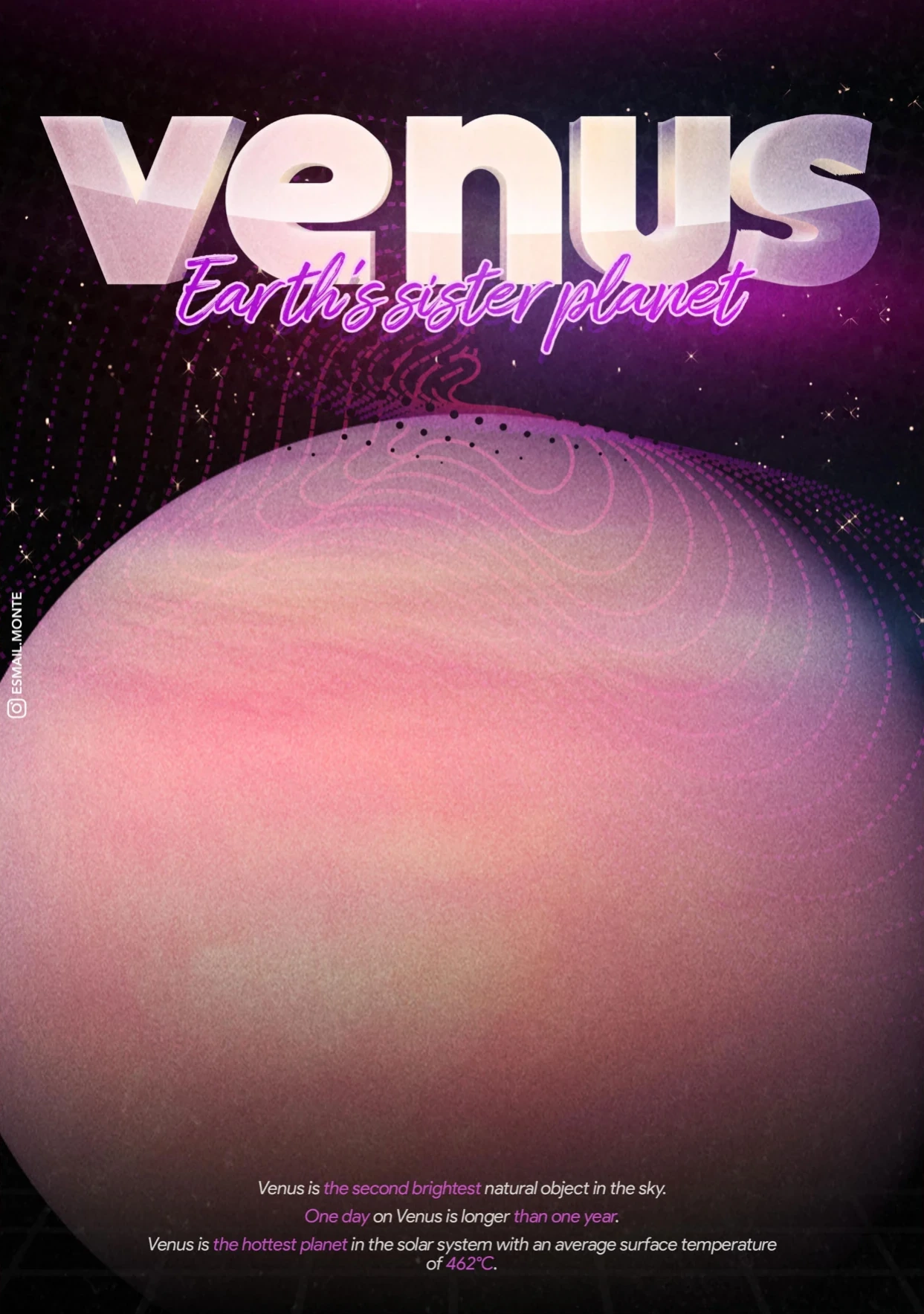 Venus poster in pink tones.